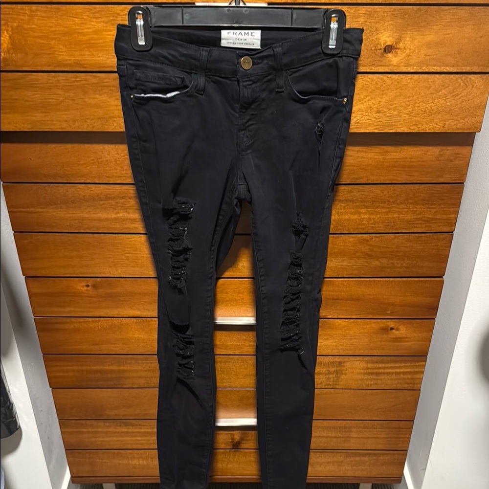 Frame Denim Women's Black Distressed Jeans